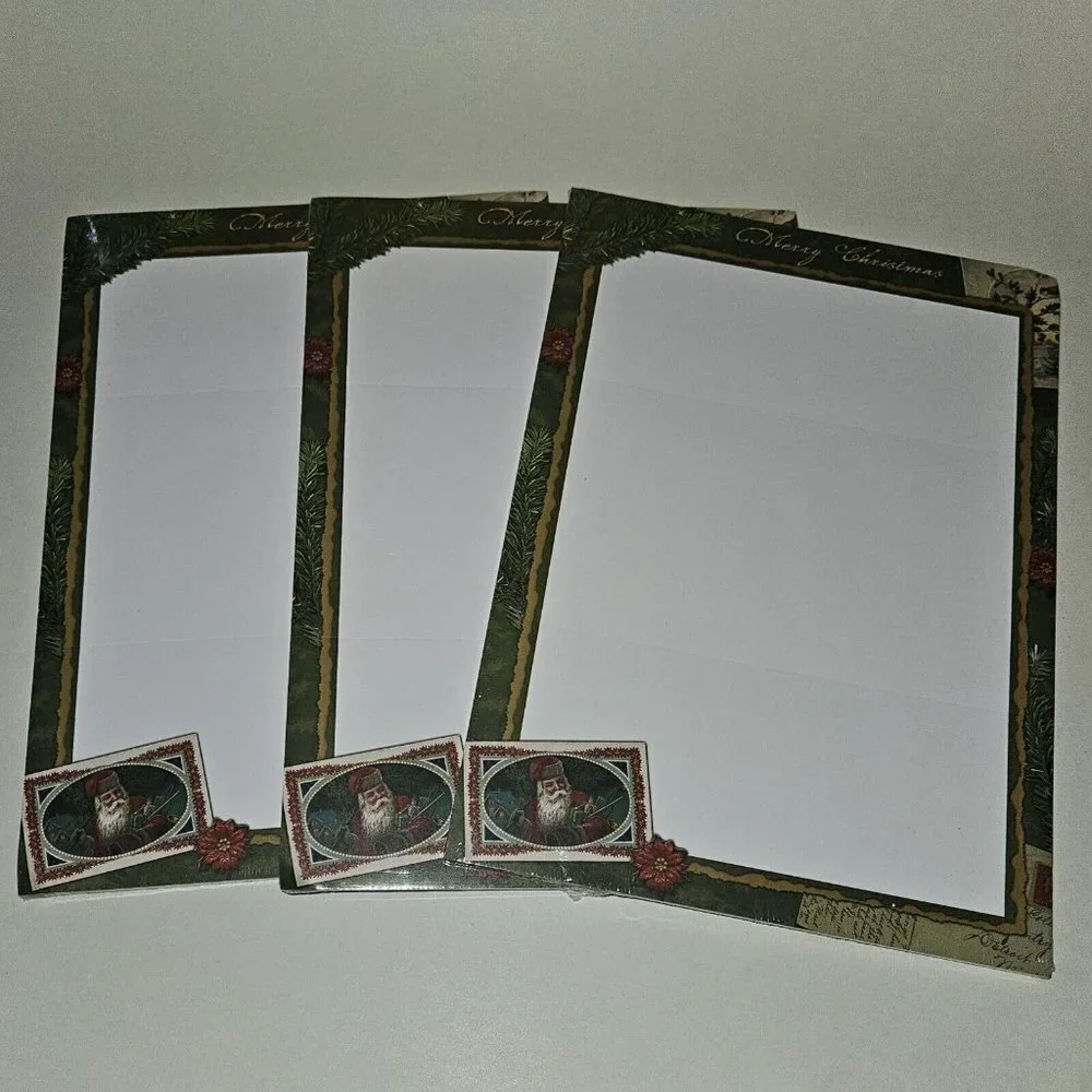 NEW 3 Packs 8x11 Paper Stationary Merry Christmas Letter Santa Claus Lot